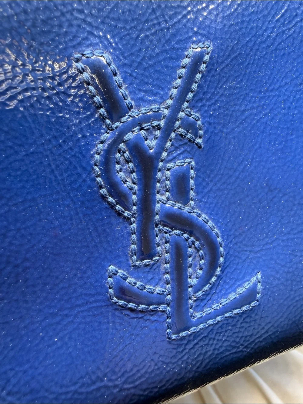 Saint Laurent Electric Blue Patent Zip-Around Wallet